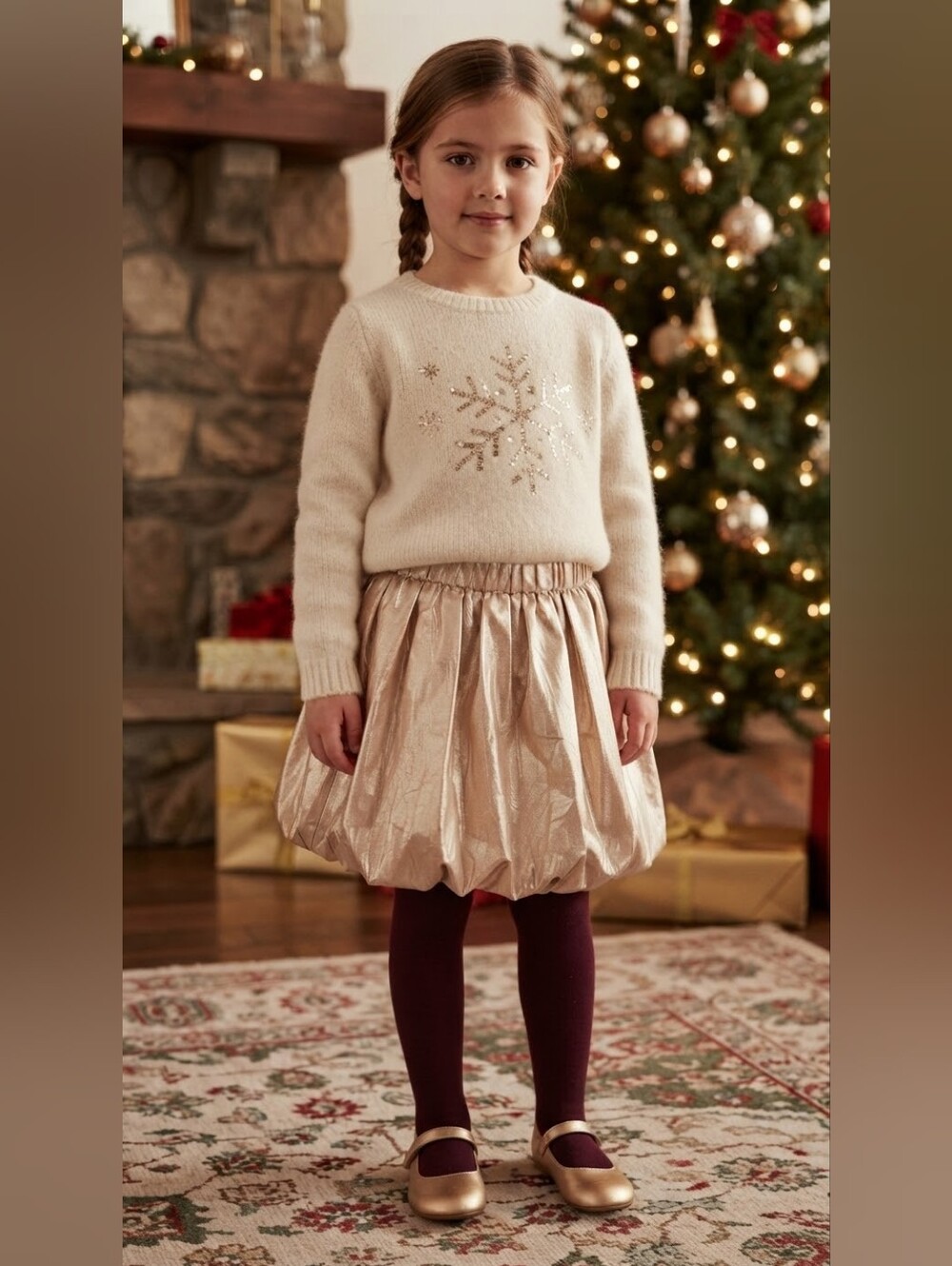 J.Crew Crewcuts Girls Metallic Balloon Skirt - NWT Rose Gold